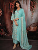 Light Blue Floral Printed Design Cotton Straight Cut Salwar Suit with Dupatta