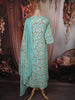 Light Blue Floral Printed Design Cotton Straight Cut Salwar Suit with Dupatta