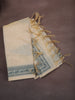 Light Blue Floral Printed Design Tussar Silk Unstitched Salwar Material with Dupatta