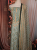 Light Blue Floral Printed Design Tussar Silk Unstitched Salwar Material with Dupatta