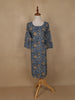 Light Blue Floral Printed Rayon Kurti - Diadem