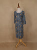Light Blue Floral Printed Rayon Kurti - Diadem