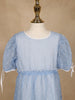 Light Blue Floral Printed Sheer Layered Gown For Girls - Diadem