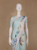 Light Blue Floral Printed Synthetic Saree - Diadem