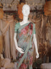 Light Blue Floral Printed Tissue Organza Saree with Sequins Embroidered Border