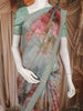 Light Blue Floral Printed Tissue Organza Saree with Sequins Embroidered Border