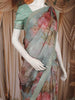 Light Blue Floral Printed Tissue Organza Saree with Sequins Embroidered Border