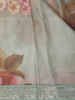 Light Blue Floral Printed Tissue Organza Saree with Sequins Embroidered Border