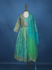 Light Blue Floral Sequins Embroidered Silk Kids Lehenga With Dupatta