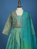 Light Blue Floral Sequins Embroidered Silk Kids Lehenga With Dupatta