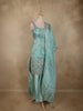 Light Blue Floral Sequins and Beads Embroidered Design Tissue Palazzo Suit with Dupatta
