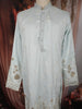 Light Blue Floral Thread Embroidered Design Cotton Men's Kurta
