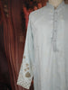 Light Blue Floral Thread Embroidered Design Cotton Men's Kurta