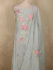 Light Blue Floral Thread Embroidered Design Cotton Unstitched Salwar Material with Dupatta