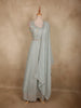 Light Blue Floral Thread and Sequins Embroidered Design Georgette Gown with Dupatta