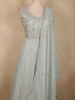 Light Blue Floral Thread and Sequins Embroidered Design Georgette Gown with Dupatta