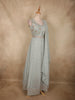 Light Blue Floral Thread and Sequins Embroidered Design Georgette Gown with Dupatta