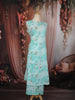 Light Blue Floral Vine Printed Design Cotton Straight Cut Salwar Suit