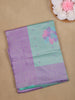Light Blue Floral Woven Art Silk Saree with Contrast Lilac Zari Border