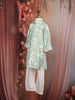 Light Blue Floral Woven Design Cotton Kids Kurta Set