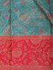 Light Blue Floral Woven Pure Kanchipuram Silk Saree with Zari Border