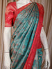 Light Blue Floral Woven Pure Kanchipuram Silk Saree with Zari Border