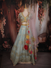 Light Blue Floral Zari and Beads Embroidered Design Tissue Silk Lehenga With Designer Dupatta