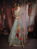 Light Blue Floral Zari and Beads Embroidered Design Tissue Silk Lehenga With Designer Dupatta
