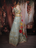 Light Blue Floral Zari and Beads Embroidered Design Tissue Silk Lehenga With Designer Dupatta