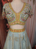 Light Blue Floral Zari and Beads Embroidered Design Tissue Silk Lehenga With Designer Dupatta