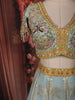 Light Blue Floral Zari and Beads Embroidered Design Tissue Silk Lehenga With Designer Dupatta