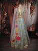 Light Blue Floral Zari and Beads Embroidered Design Tissue Silk Lehenga With Designer Dupatta
