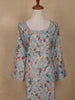 Light Blue Geometric Floral Printed Rayon Kurti - Diadem