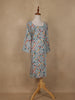 Light Blue Geometric Floral Printed Rayon Kurti - Diadem