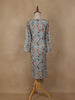 Light Blue Geometric Floral Printed Rayon Kurti - Diadem