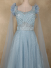 Light Blue Heavy Sequins and Beads Embroidered Design Net Party Wear Gown