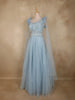 Light Blue Heavy Sequins and Beads Embroidered Design Net Party Wear Gown