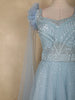 Light Blue Heavy Sequins and Beads Embroidered Design Net Party Wear Gown