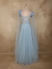 Light Blue Heavy Sequins and Beads Embroidered Design Net Party Wear Gown