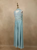 Light Blue Heavy Sequins and Beads Embroidered Design Satin Kids Palazzo Suit with Choker  Dupatta