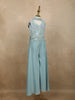Light Blue Heavy Sequins and Beads Embroidered Design Satin Kids Palazzo Suit with Choker  Dupatta