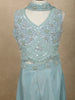 Light Blue Heavy Sequins and Beads Embroidered Design Satin Kids Palazzo Suit with Choker  Dupatta