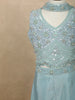 Light Blue Heavy Sequins and Beads Embroidered Design Satin Kids Palazzo Suit with Choker  Dupatta