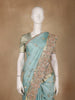 Light Blue Peacock Motif Woven Banarasi Silk Saree
