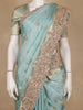 Light Blue Peacock Motif Woven Banarasi Silk Saree