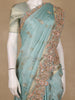Light Blue Peacock Motif Woven Banarasi Silk Saree