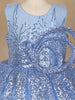 Light Blue Sequin Embellished Party Wear Net Frock - Diadem