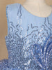 Light Blue Sequin Embellished Party Wear Net Frock - Diadem