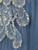 Light Blue Sequins Embellished Design Net Ball Gown with Puff Sleeves