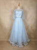 Light Blue Sequins Embellished Design Net Gown